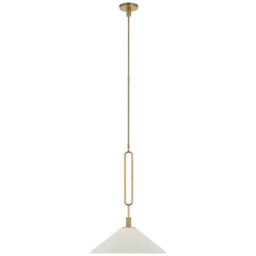 Argo 19" Pendant in Antique Brass with Bisque Shade
