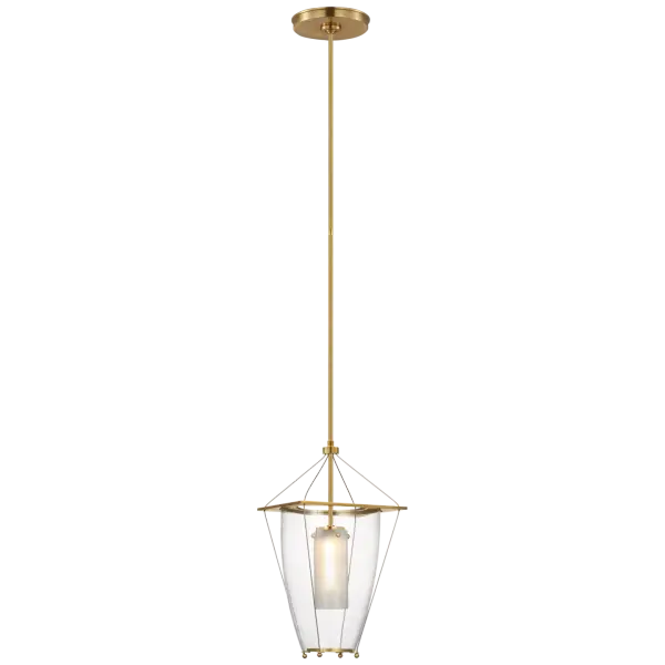 Ovalle 9" Lantern in Antique Brass with Clear Glass