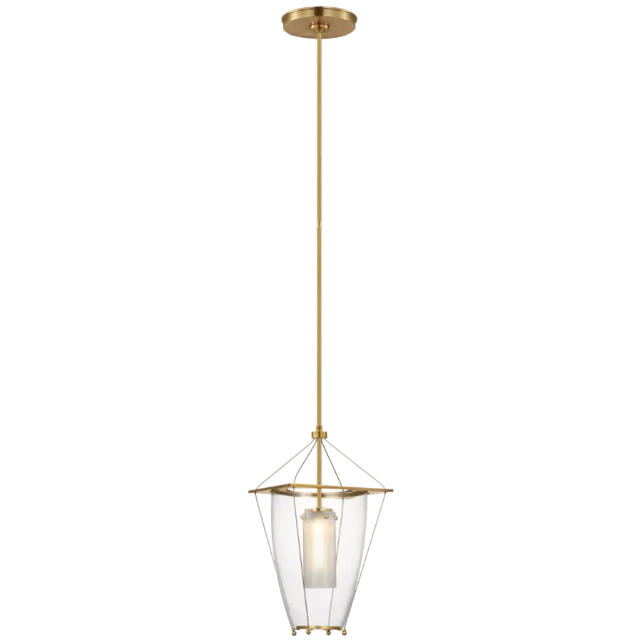 Ovalle 9" Lantern in Antique Brass with Clear Glass