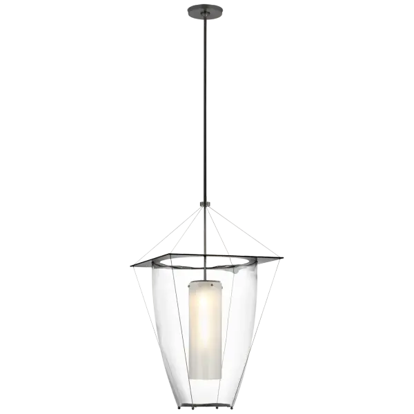 Ovalle 20" Lantern in Bronze with Clear Glass