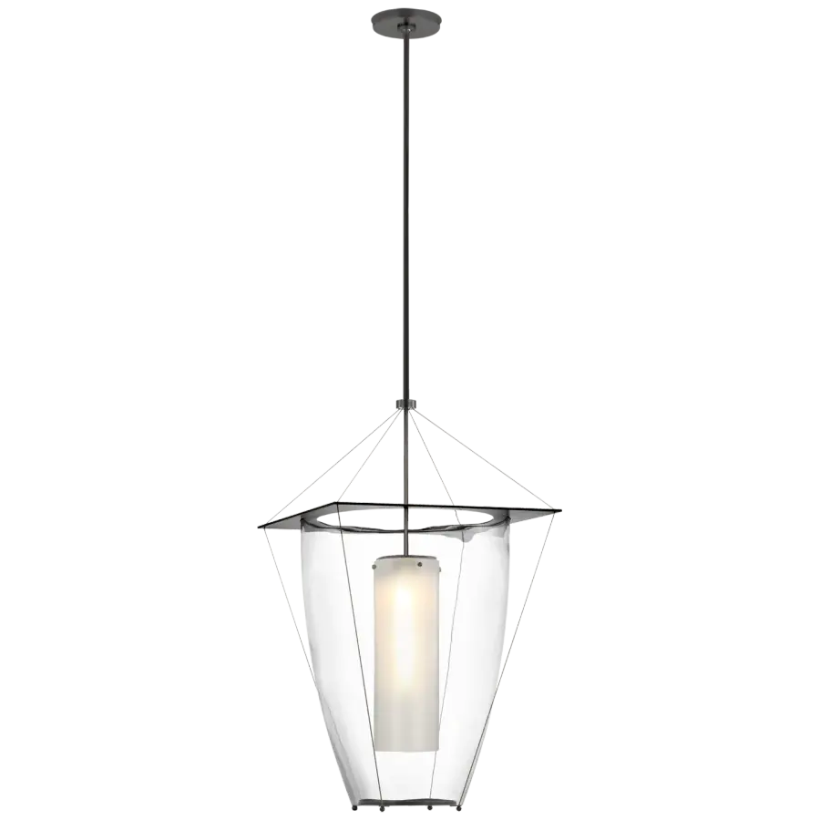 Ovalle 20" Lantern in Bronze with Clear Glass