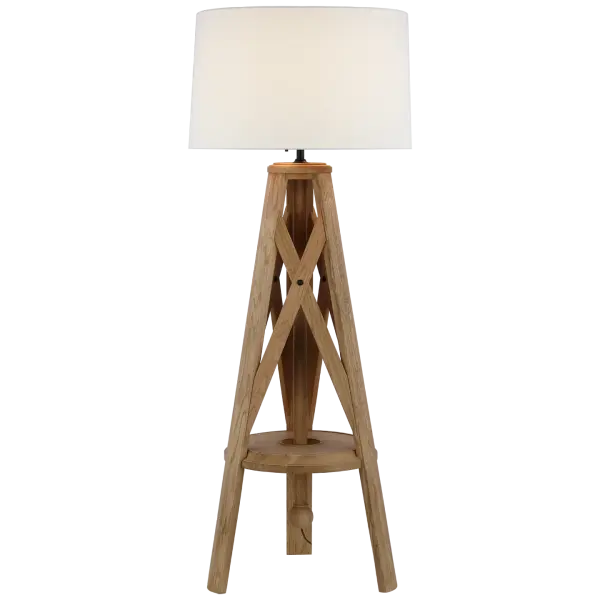 Holloway XL Tripod Floor Lamp in Natural Oak with White Parchment Shade