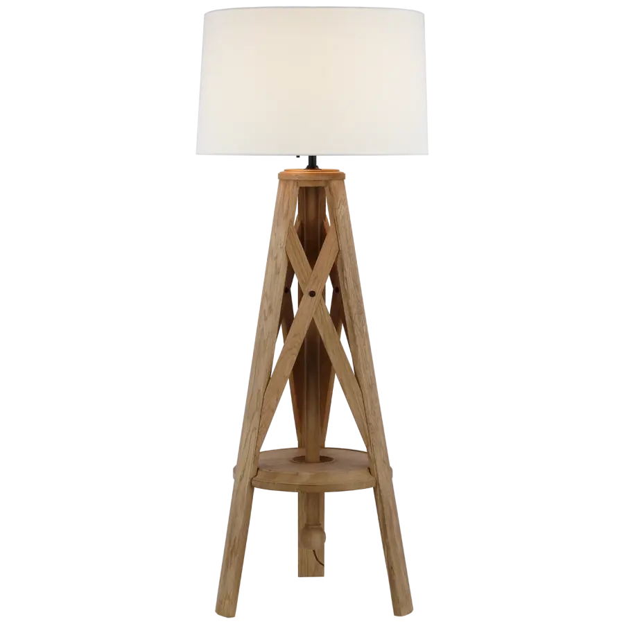 Holloway XL Tripod Floor Lamp in Natural Oak with White Parchment Shade
