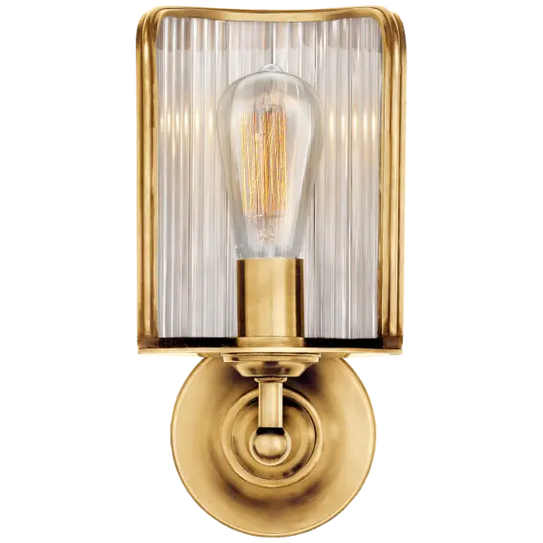 Rivington Shield Sconce in Natural Brass with Ribbed Mirror