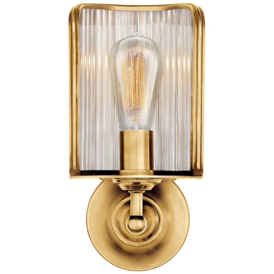 Rivington Shield Sconce in Natural Brass with Ribbed Mirror