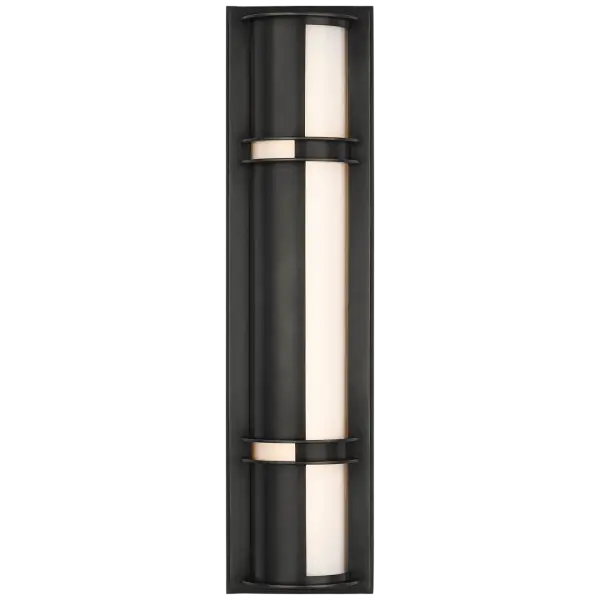 Strever 18" Shielded Sconce in Bronze with White Glass