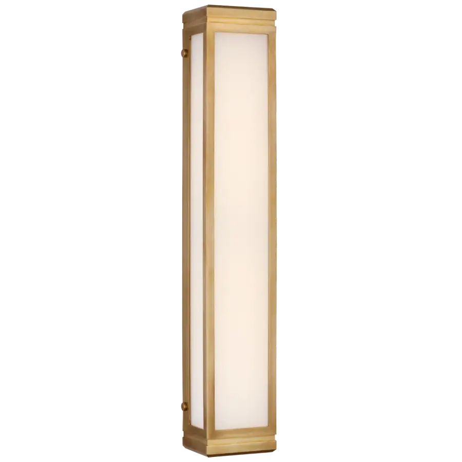 Hayles 26" Bath Light in Natural Brass with White Glass