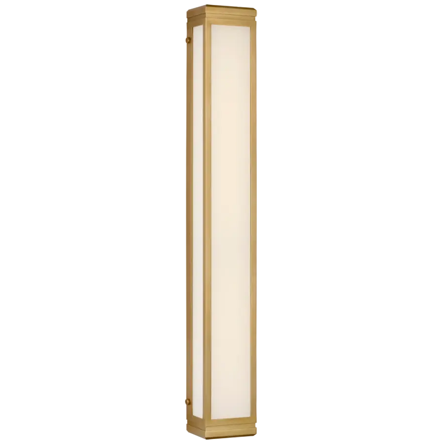 Hayles 34" Bath Light in Natural Brass with White Glass