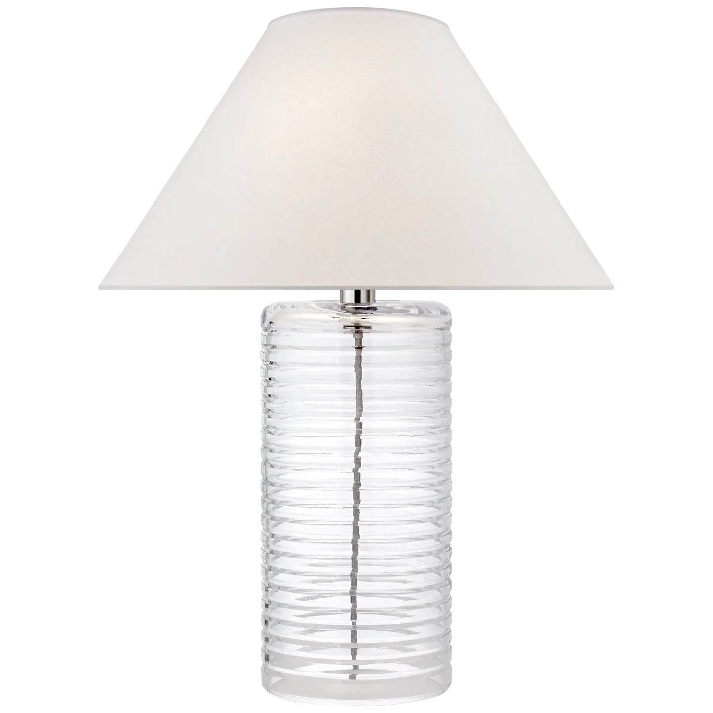 Metropolis Table Lamp in Clear Glass with Silk Shade Open Box