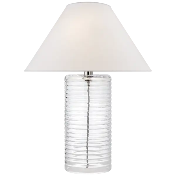 Metropolis Table Lamp in Clear Glass with Silk Shade Open Box