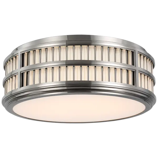 Perren 18" Flush Mount in Polished Nickel and Glass Rods