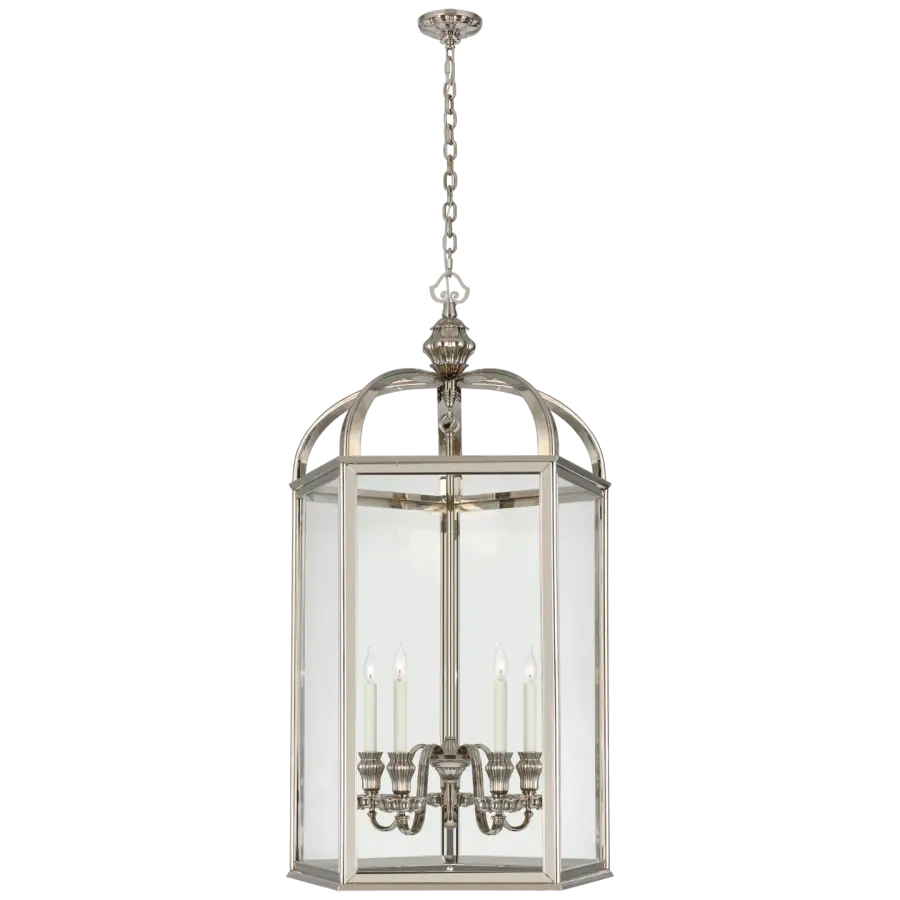 Falaise Large Lantern in Butler's Silver with Clear Glass