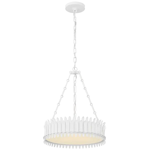 The Leslie 18" Chandelier combines modern minimalism with soft sophistication. Its plaster white finish and frosted acrylic diffuser create a clean, contemporary look perfect for intimate spaces.