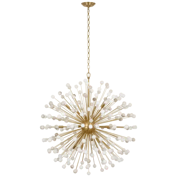 Lys 41" Chandelier in Hand-Rubbed Antique Brass and Alabaster Open Box