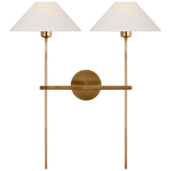 Hackney 25" Double Tail Sconce with Linen Shades