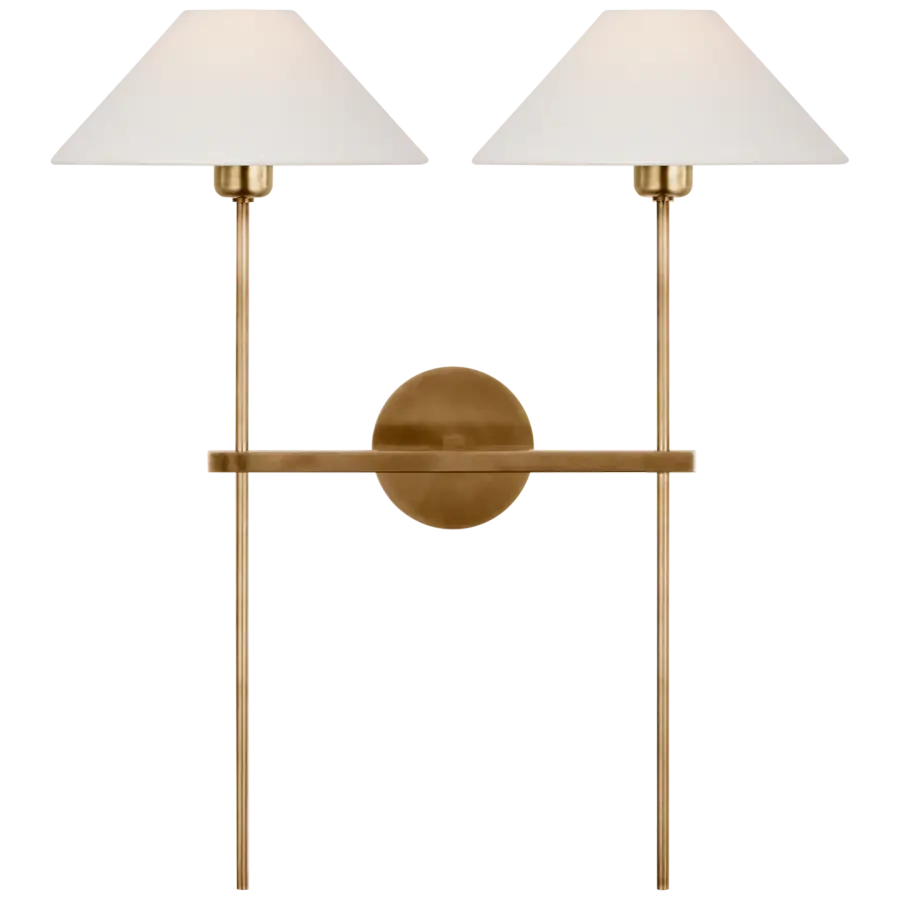 Hackney 25" Double Tail Sconce with Linen Shades