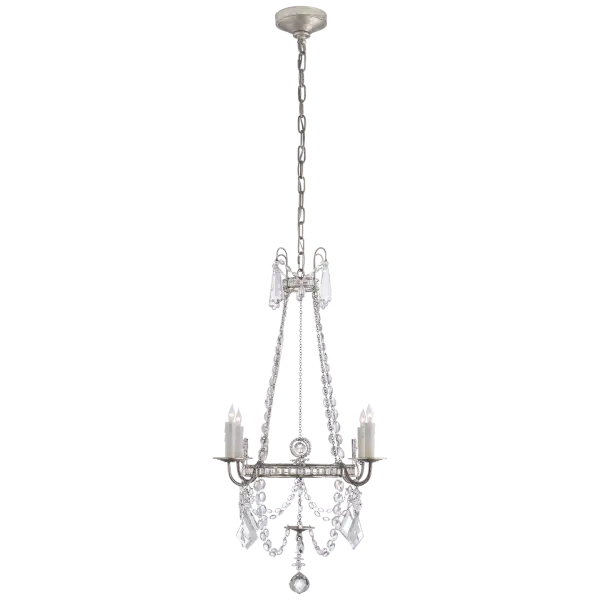 Sharon Small Chandelier in Burnished Silver Leaf with Crystal Trim Open Box