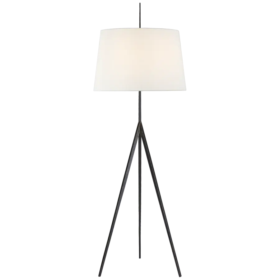 Triad Hand-Forged Floor Lamp with Linen Shade - Image 1