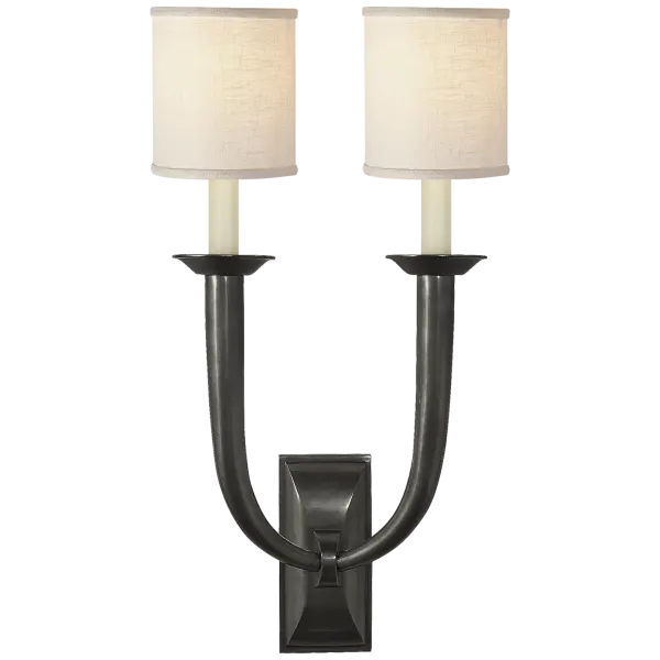 French Deco Horn Double Sconce (Open Box)