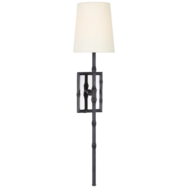 Grenol Single Bamboo Tail Sconce with Linen Shade