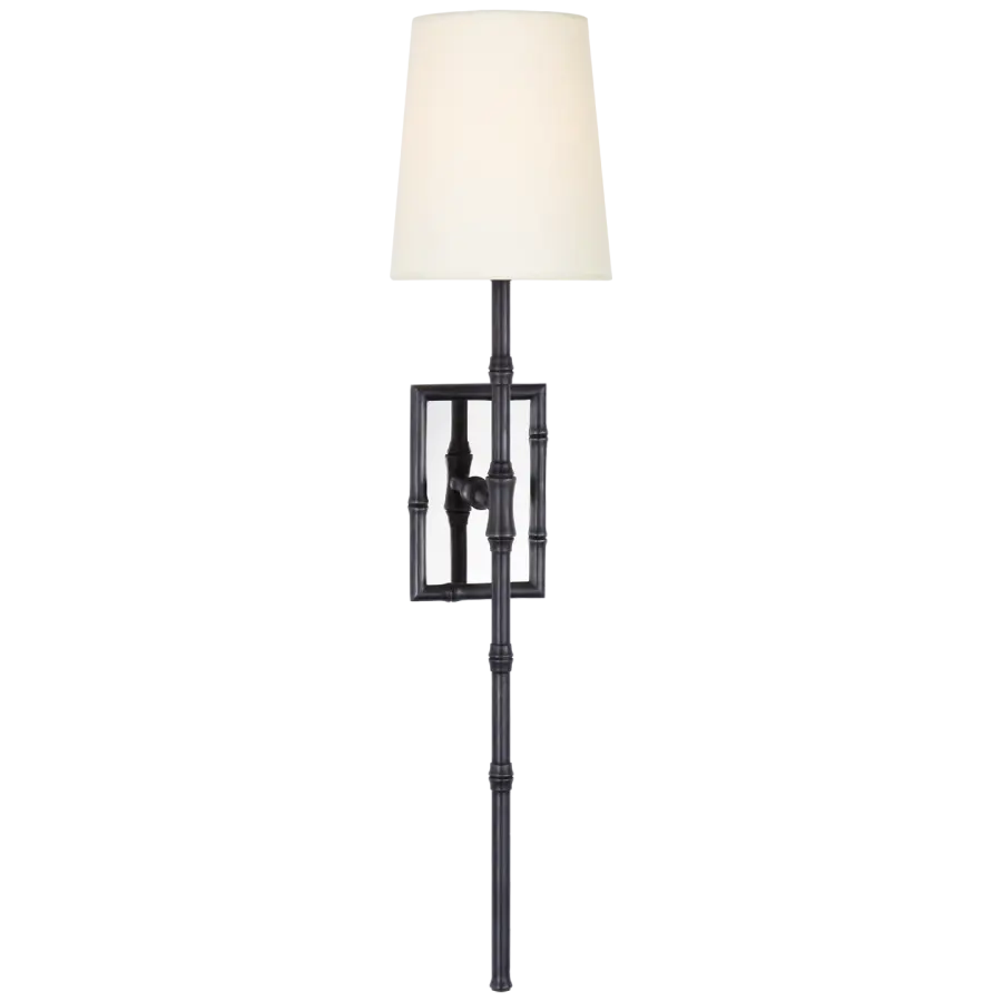 Grenol Single Bamboo Tail Sconce with Linen Shade