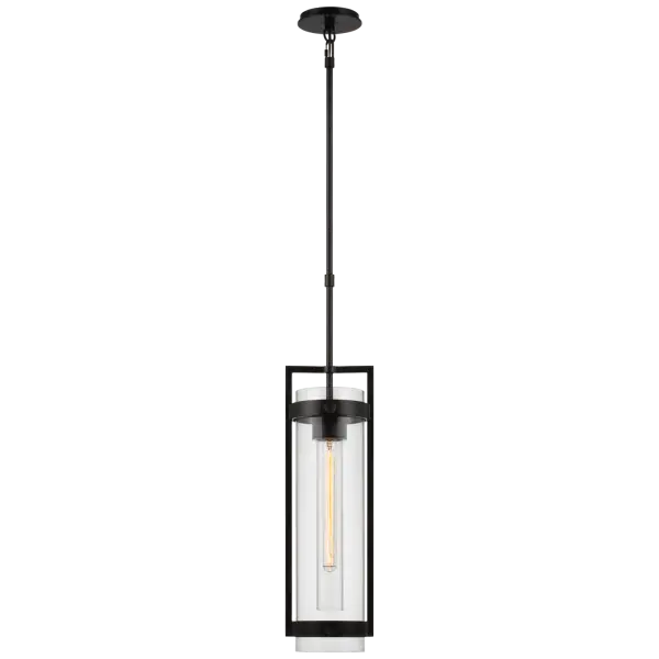The Kears Medium Hanging Lantern combines traditional lantern styling with a sophisticated aged iron finish and clear glass panels. Perfect for entryways and dining spaces, this versatile fixture adds architectural interest.