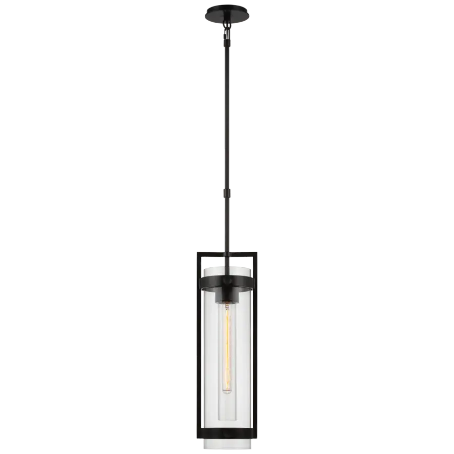 Kears Medium Hanging Lantern in Aged Iron with Clear Glass