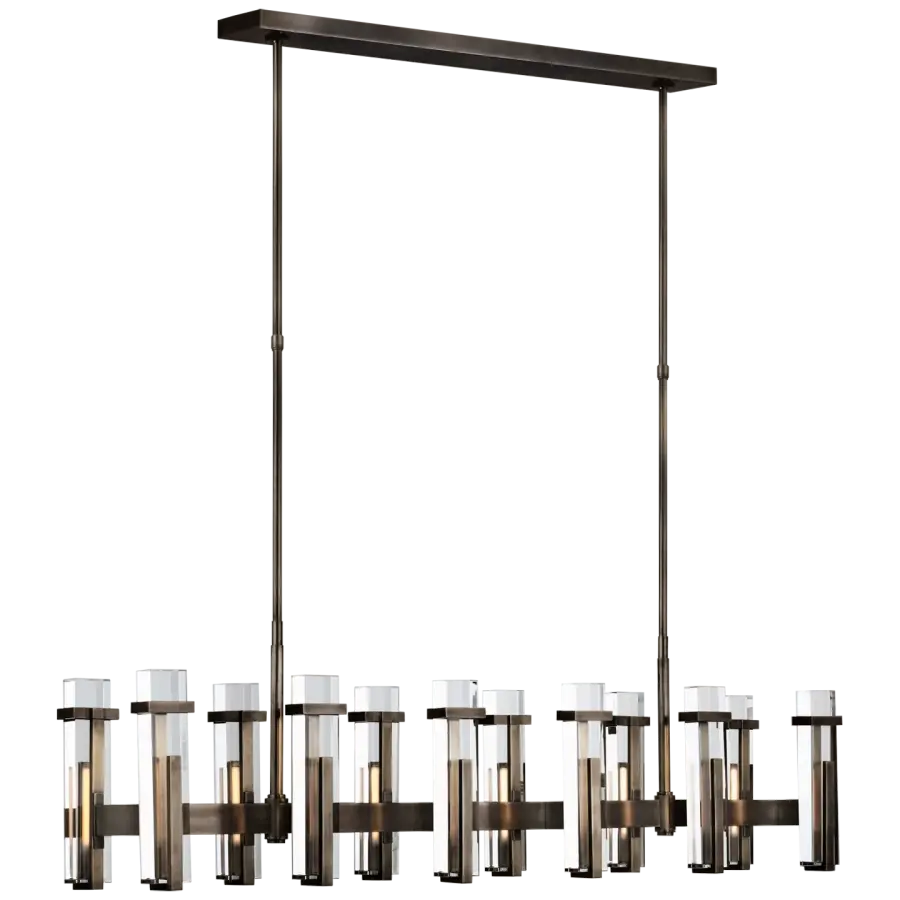 Malik Large Linear Chandelier in Bronze with Crystal - Image 2