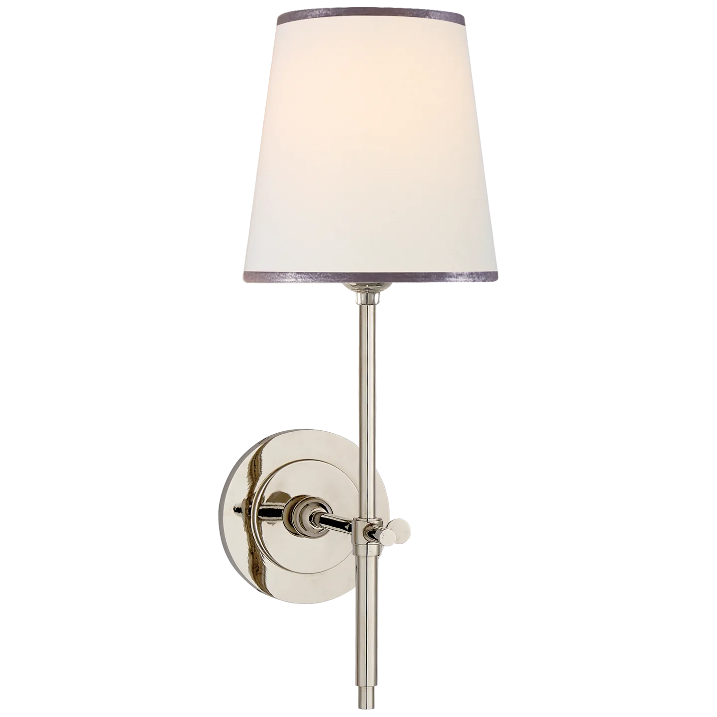 Bryant Sconce in Polished Nickel with Linen Shade with Silver Tape Open Box
