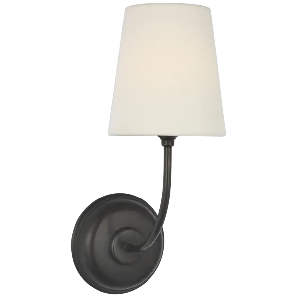 Vendome 16" Cordless Single Sconce in Bronze with Linen Shade Open Box