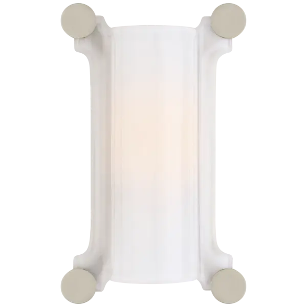 Chirac Small Sconce in Polished Nickel with White Glass