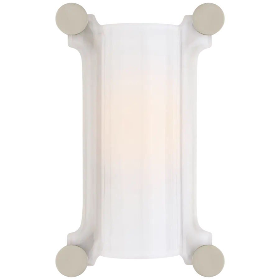 Chirac Small Sconce in Polished Nickel with White Glass