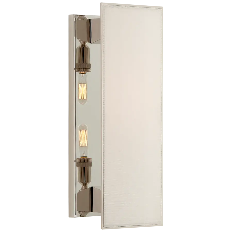 Albertine Medium Sconce in Polished Nickel with Linen Diffuser
