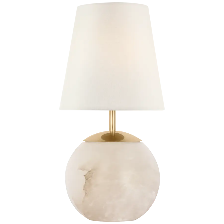 Terri 12" Cordless Accent Lamp in Alabaster with Linen Shade