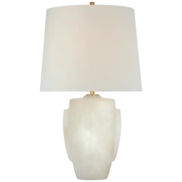 Anfai Medium Table Lamp in Alabaster with Linen Shade