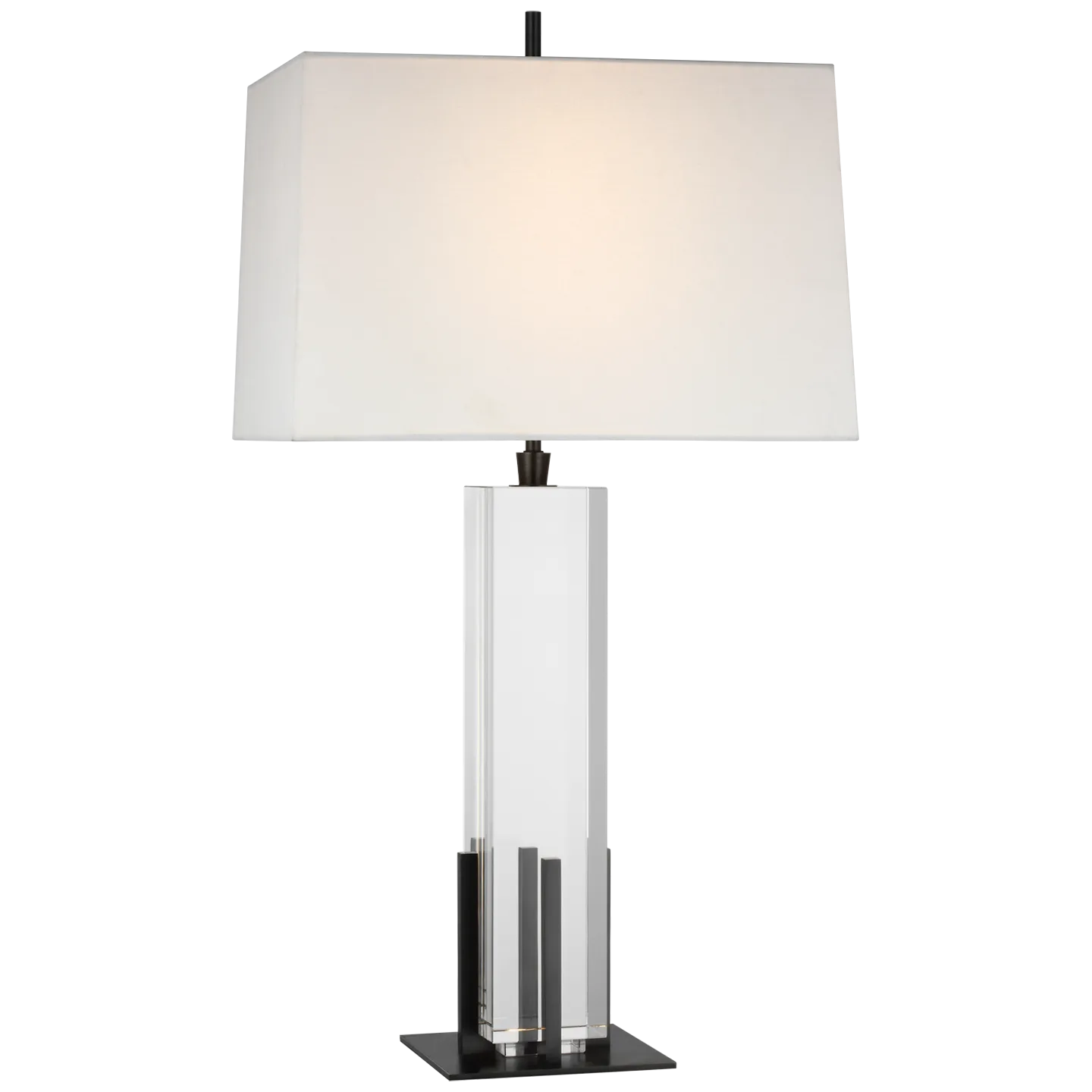 Gironde Large Table Lamp in Crystal and Bronze with Linen Shade