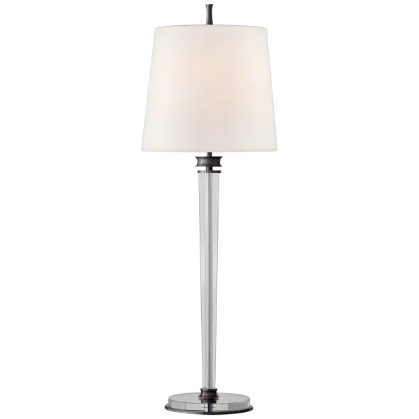 Lyra Buffet Lamp in Bronze and Crystal with Linen Shade Open Box