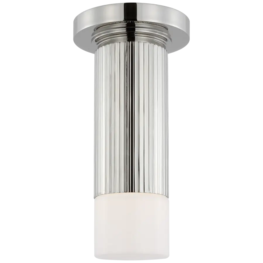 Ace Mini Monopoint Flush Mount in Polished Nickel with White Glass