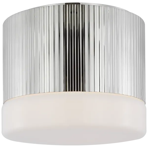 Ace 7" Flush Mount in Polished Nickel with White Glass
