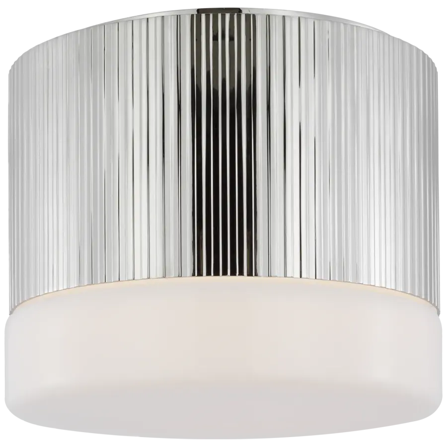 Ace 7" Flush Mount in Polished Nickel with White Glass