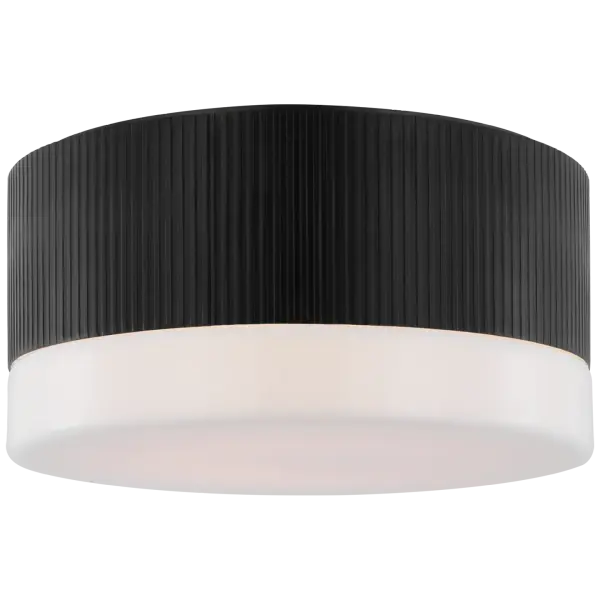 Ace 12" Flush Mount in Bronze with White Glass