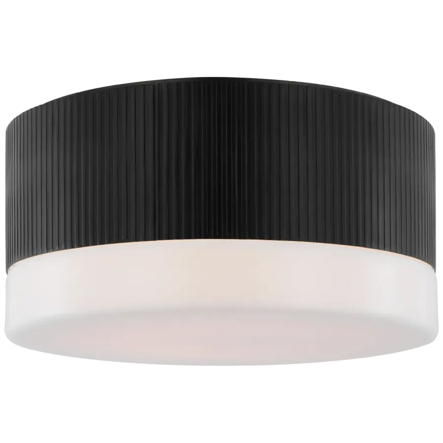 Ace 12" Flush Mount in Bronze with White Glass