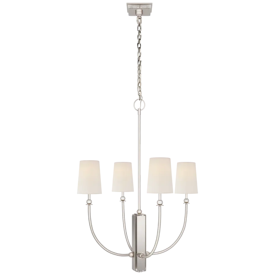 Hulton Medium Chandelier in Polished Nickel with Linen Shades