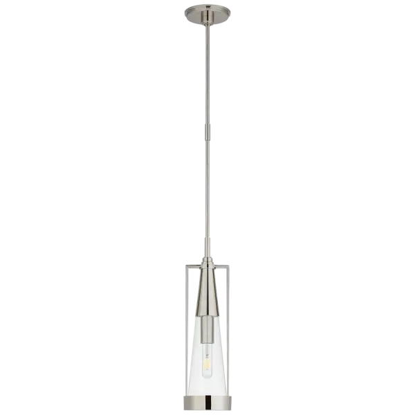 Elegant Small-Scale Pendant with Polished Nickel and Clear Glass