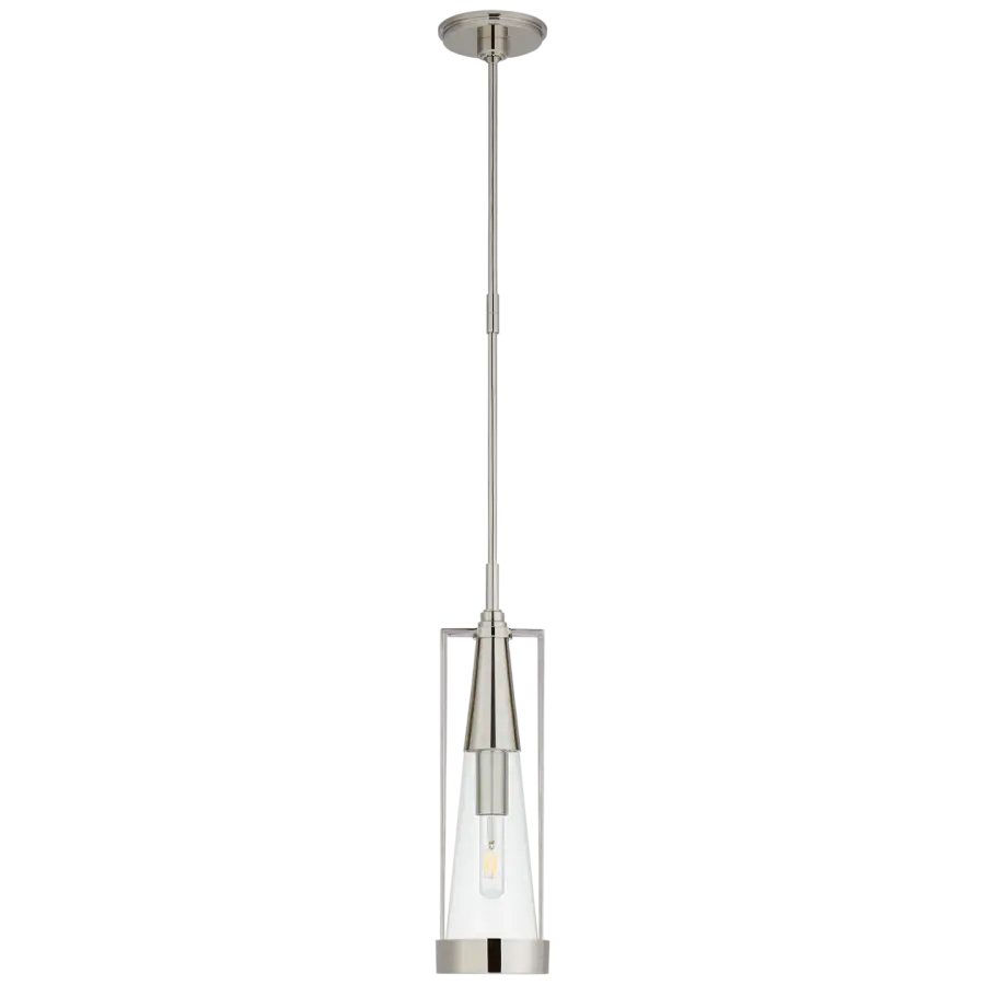 Elegant Small-Scale Pendant with Polished Nickel and Clear Glass