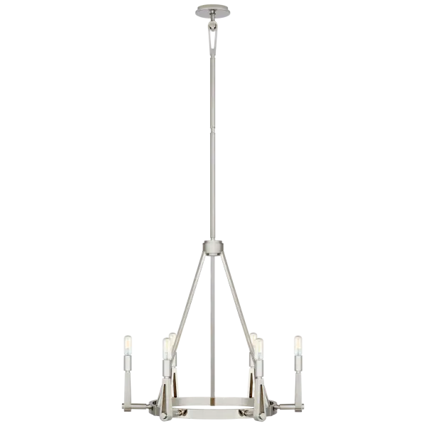 Alpha Medium Chandelier in Polished Nickel