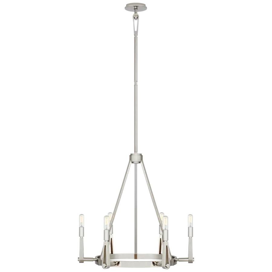 Alpha Medium Chandelier in Polished Nickel