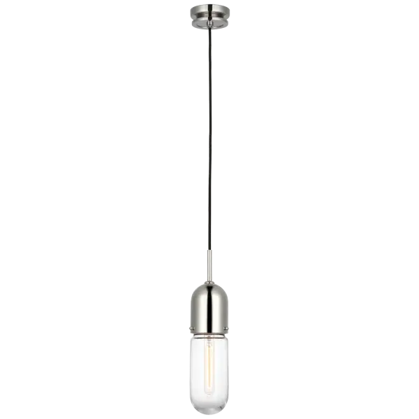 Elegant Single Pendant with Polished Nickel and Clear Glass Shade