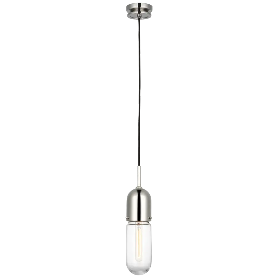 Elegant Single Pendant with Polished Nickel and Clear Glass Shade