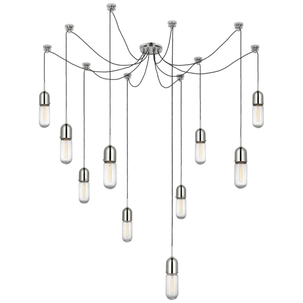 Junio 10-Light Chandelier in Polished Nickel with Clear Glass